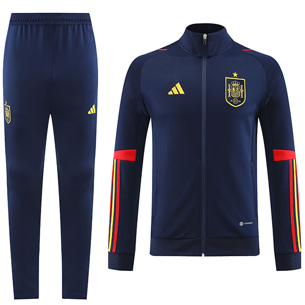 Spain jacket football sportswear tracksuit full zipper uniform men's training kit navy outdoor soccer coat 2022