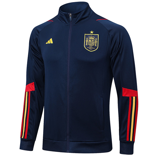 Spain jacket football sportswear tracksuit full zipper uniform men's training navy outdoor soccer kit 2022-2023