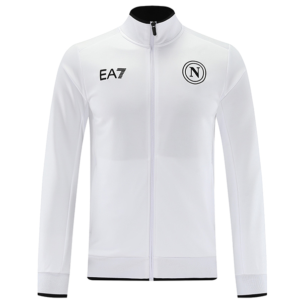 SSC napoli jacket football sportswear tracksuit full zipper men's white training kit outdoor soccer coat 2023-2024