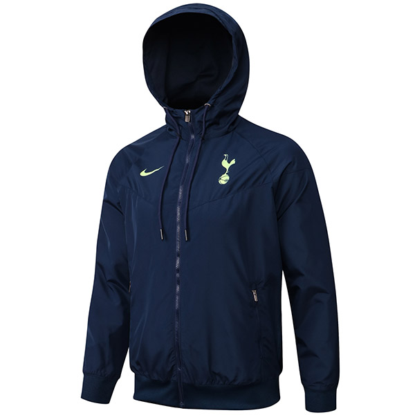 Tottenham Hotspur windbreaker hoodie jacket football sportswear tracksuit full zipper men's training kit athletic outdoor soccer navy coat 2022-2023