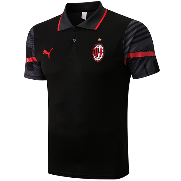 AC milan polo jersey training soccer uniform men's black sportswear football kit tops sport shirt 2022-2023