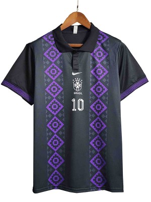 Brazil polo jersey black soccer uniform men's football kit tops sport shirt 2024-2025