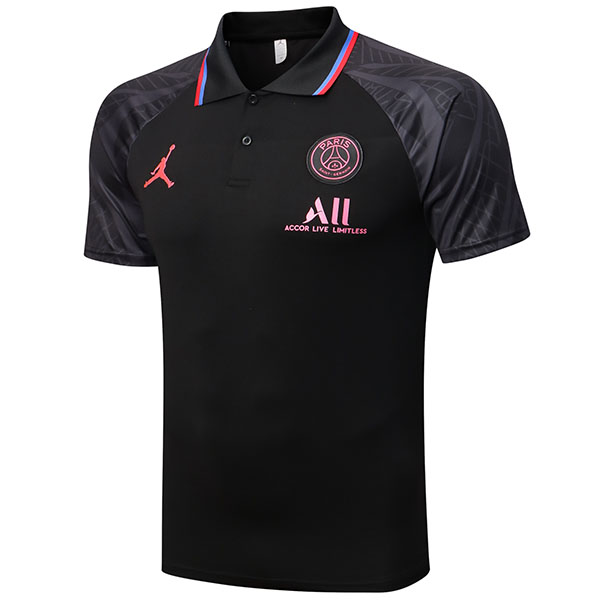 Jordan paris saint germain polo jersey men's black soccer top sports uniform training sportswear kit football shirt 2022-2023