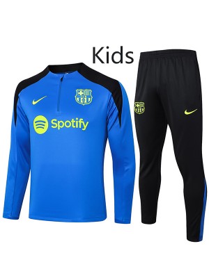 Barcelona tracksuit kids kit soccer pants suit sports set half zipper necked blue cleats youth uniform children football mini training kit 2024-2025