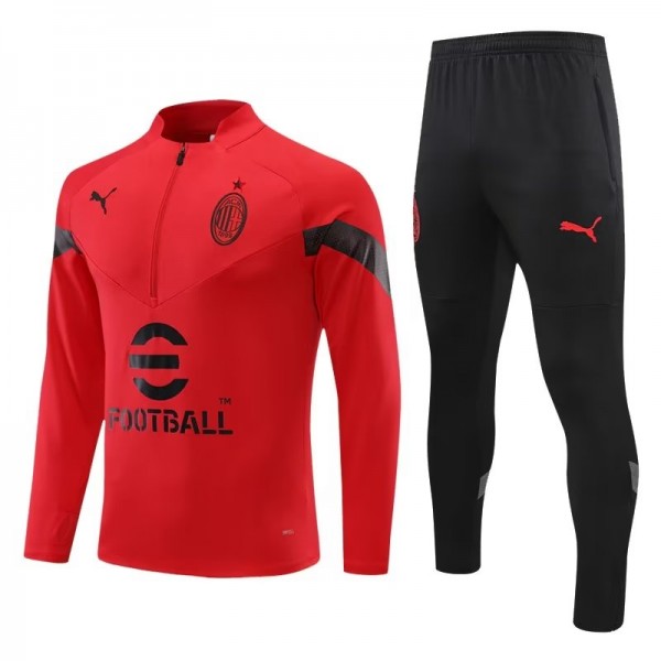 AC milan tracksuit red soccer pants suit sports set necked uniform men's clothes football training kit 2022-2023