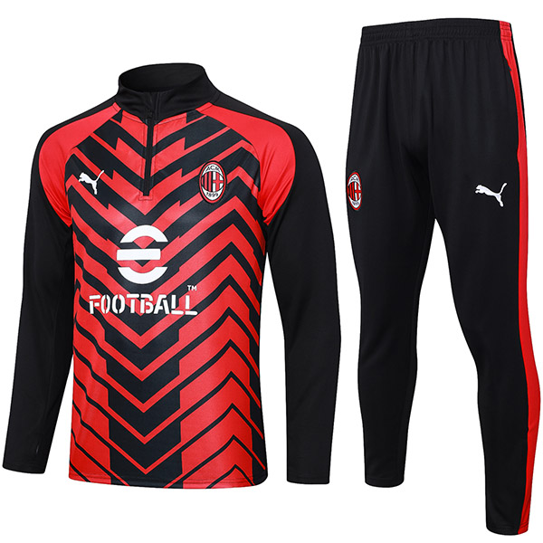 AC milan tracksuit soccer pants suit sports set zipper necked uniform men's clothes football red training kit 2023-2024