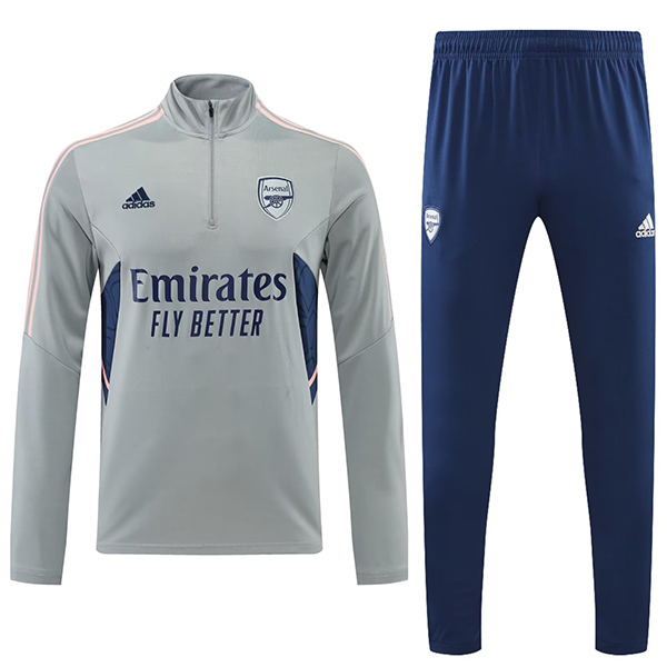 Arsenal tracksuit gray soccer pants suit sports set zipper necked uniform men's clothes football training kit 2022-2023