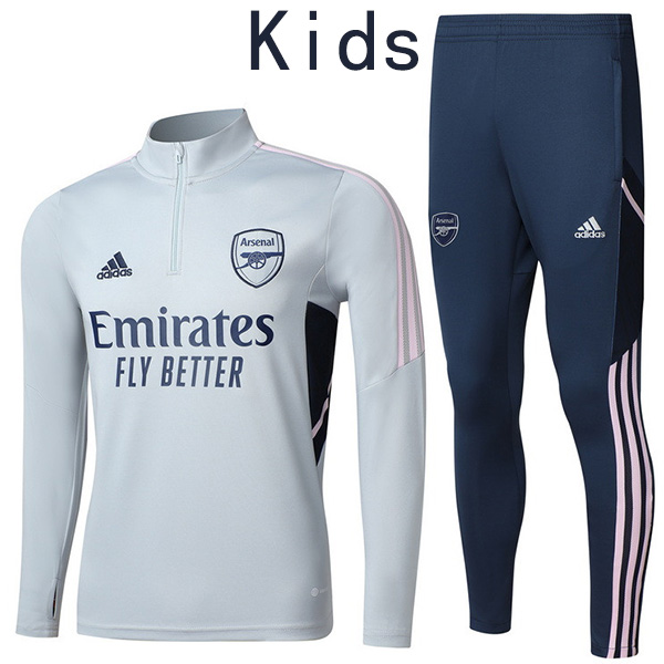Arsenal tracksuit kids kit red soccer pants suit sports set zipper necked cleats youth uniform children football mini training gray kit 2022-2023