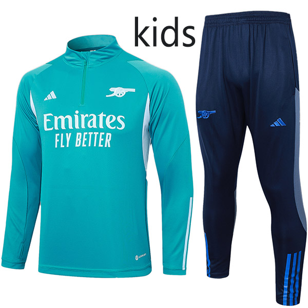 Arsenal tracksuit kids kit soccer pants blue suit sports set half zip necked cleats youth uniform children football mini training kit 2023-2024