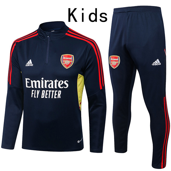 Arsenal tracksuit navy kids kit soccer pants suit sports set zipper necked cleats youth uniform children football mini training kit 2022-2023