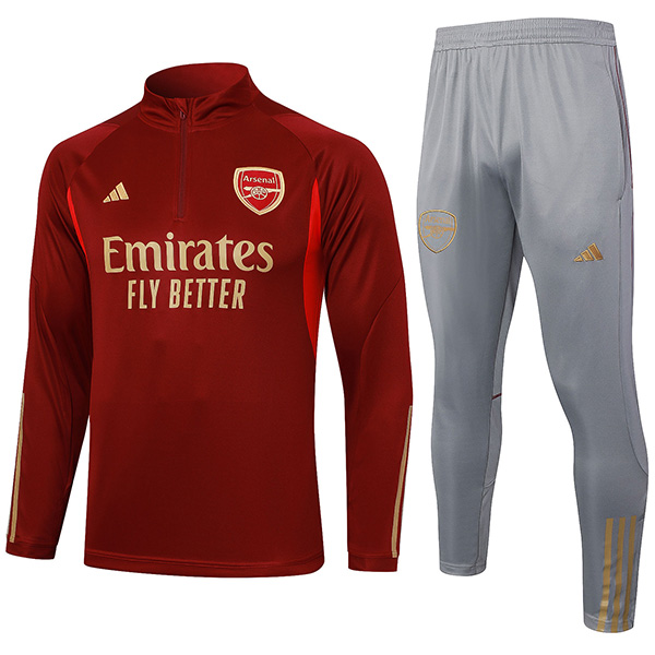 Arsenal tracksuit soccer pants suit sports set half zip necked uniform men's clothes football red gray training kit 2023-2024
