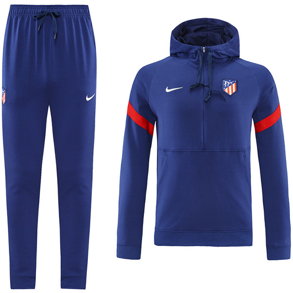 Atlético de Madrid hoodie jacket football sportswear tracksuit zipper blue uniform men's training kit outdoor soccer coat 2022-2023
