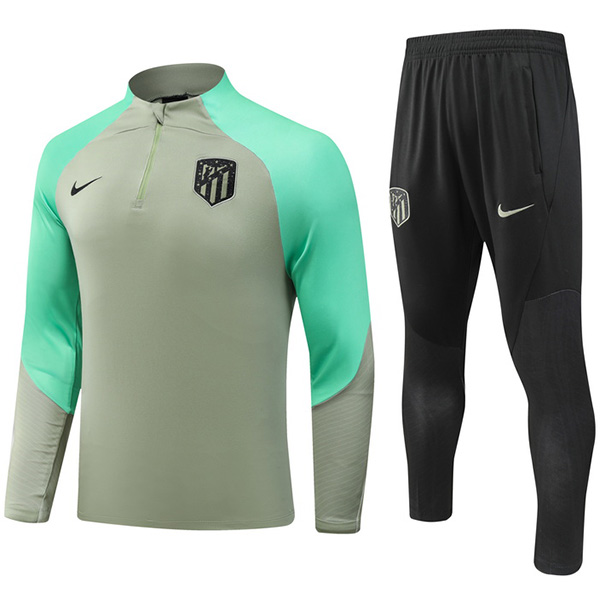 Atlético de Madrid tracksuit football sportswear zipper neck training green uniform outdoor soccer coat 2024