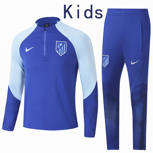 Atlético de Madrid tracksuit kids kit soccer pants suit sports set zipper necked cleats youth uniform children football mini training kit 2022-2023