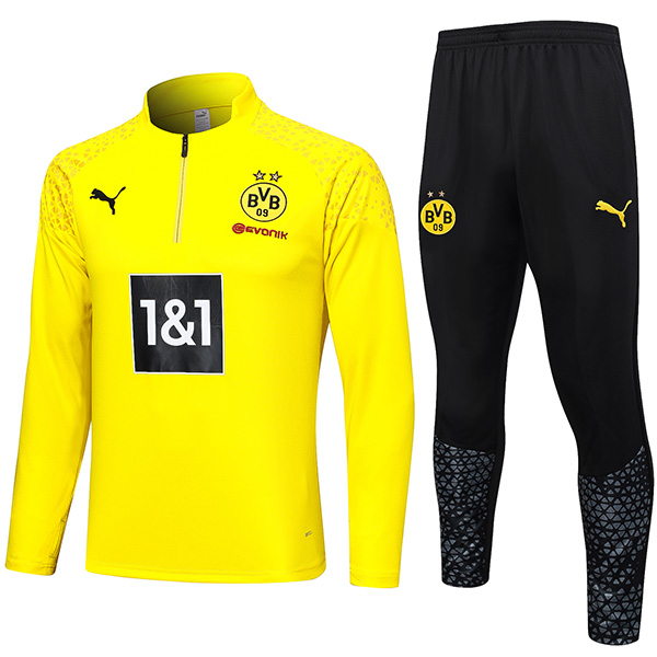 Borussia dortmund tracksuit soccer pants suit sports set zipper necked uniform men's yellow clothes football training kit 2023-2024