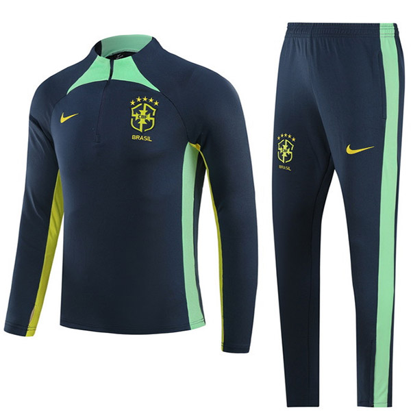 Brazil tracksuit soccer pants suit sports set necked navy uniform men's clothes football training kit 2023-2024