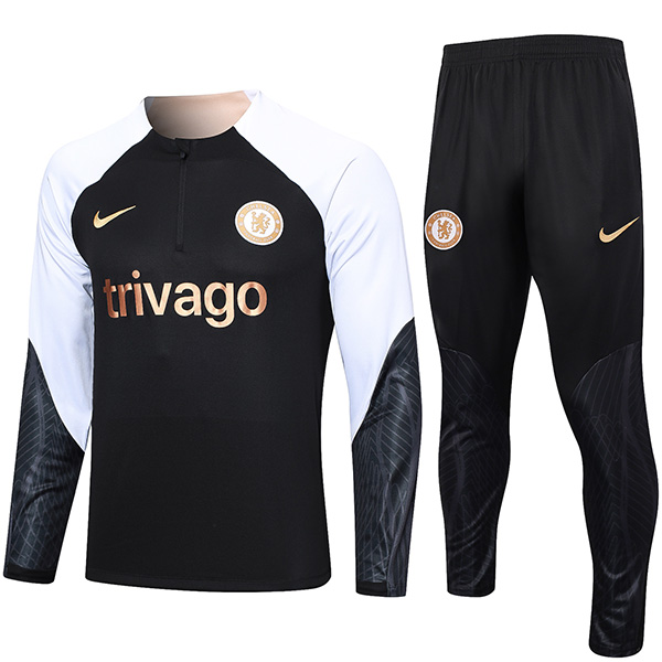 Chelsea tracksuit soccer suit sports set zipper-necked black white uniform men's clothes football training kit 2023-2024