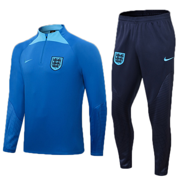 England tracksuit blue soccer pants suit sports set zipper necked uniform men's clothes football training kit 2022-2023