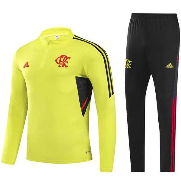 Flamenco yellow half zip tracksuits soccer pants suit sports set cleats men's clothes football training kit 2022-2023