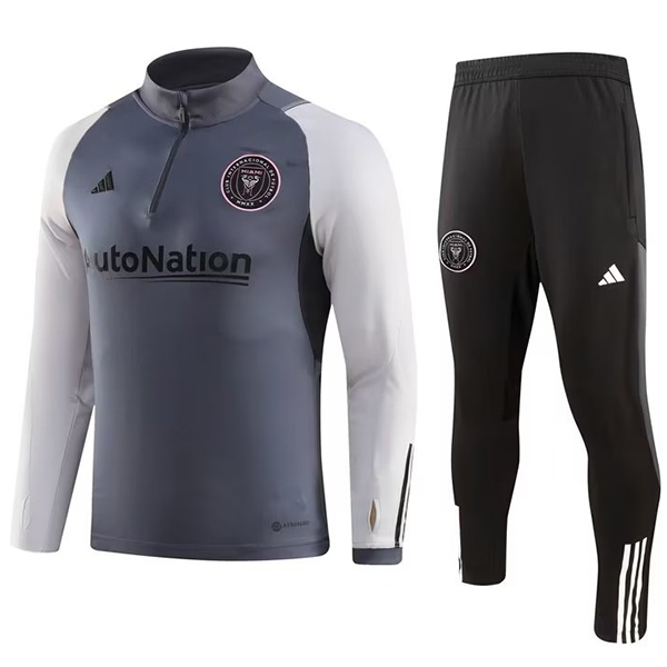 Inter miami tracksuit soccer pants suit sports set zipper necked uniform men's gray clothes football training kit 2023-2024
