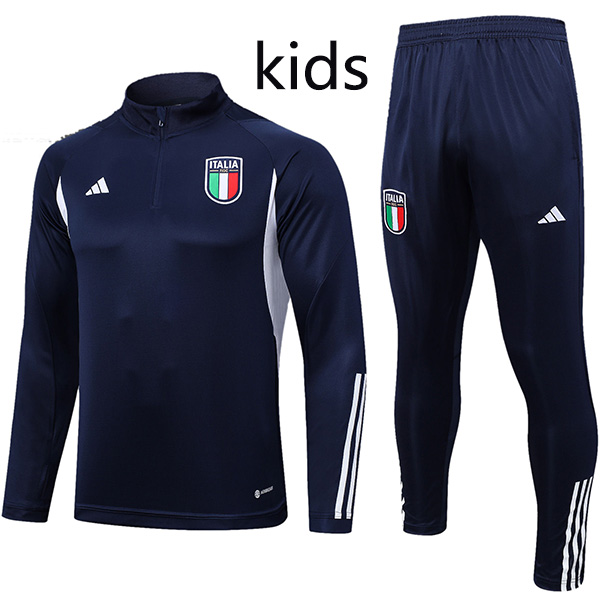 Italy tracksuit kids kit soccer pants suit sports set half zip necked cleats youth uniform children navy football mini training kit 2023-2024