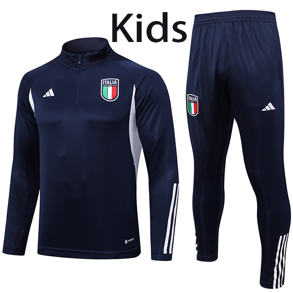 Italy tracksuit kids kit soccer pants suit sports set zipper necked cleats youth uniform children navy football mini training kit 2023-2024