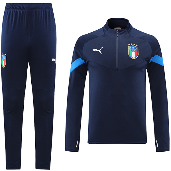 Italy tracksuit navy soccer pants suit sports set zipper necked uniform men's clothes football training kit 2022-2023