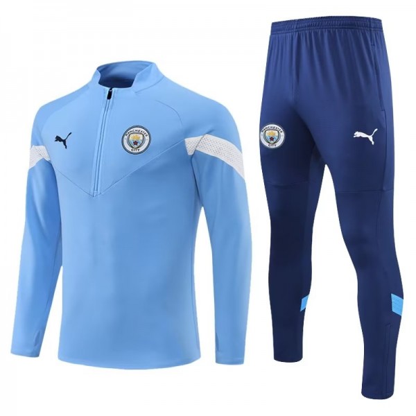 Manchester city tracksuit blue soccer pants suit sports set necked uniform men's clothes football training kit 2022-2023