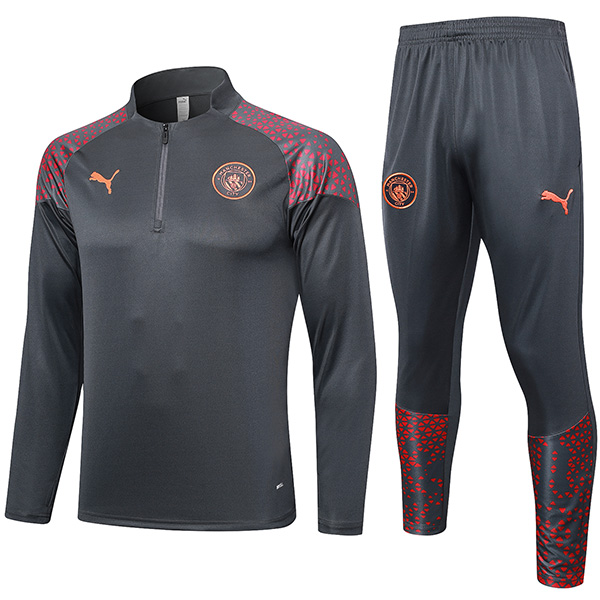 Manchester city tracksuit soccer gray suit sports set zipper-necked uniform men's clothes football training kit 2023-2024