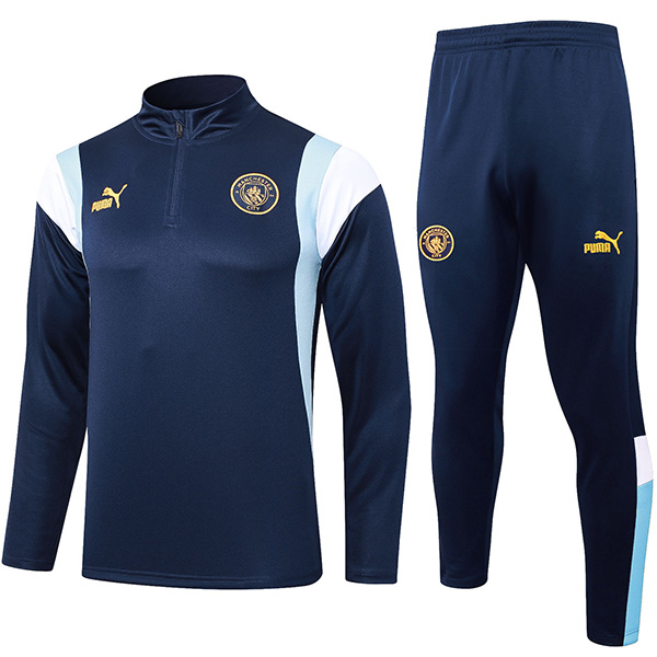 Manchester city tracksuit soccer pants suit sports set half zip necked uniform men's clothes football navy training kit 2023-2024