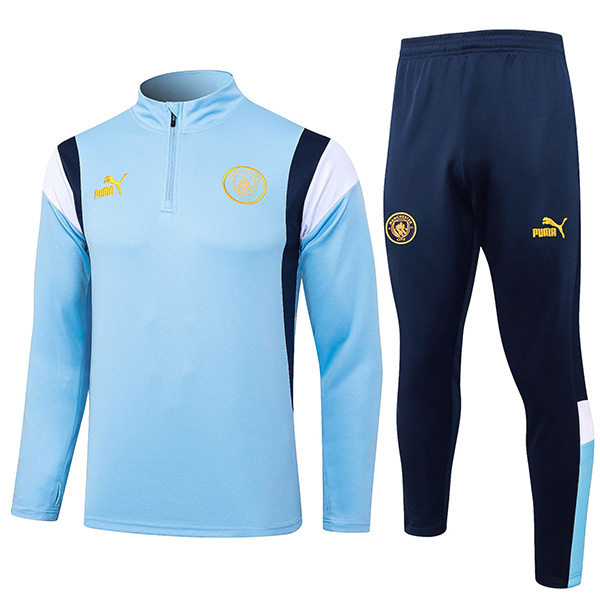 Manchester city tracksuit soccer pants suit sports set half zip necked uniform men's clothes football skyblue training kit 2023-2024