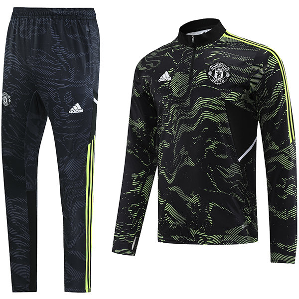 Manchester united tracksuit football sportswear tracksuit full zipper uniform men's training green outdoor soccer kit 2022-2023