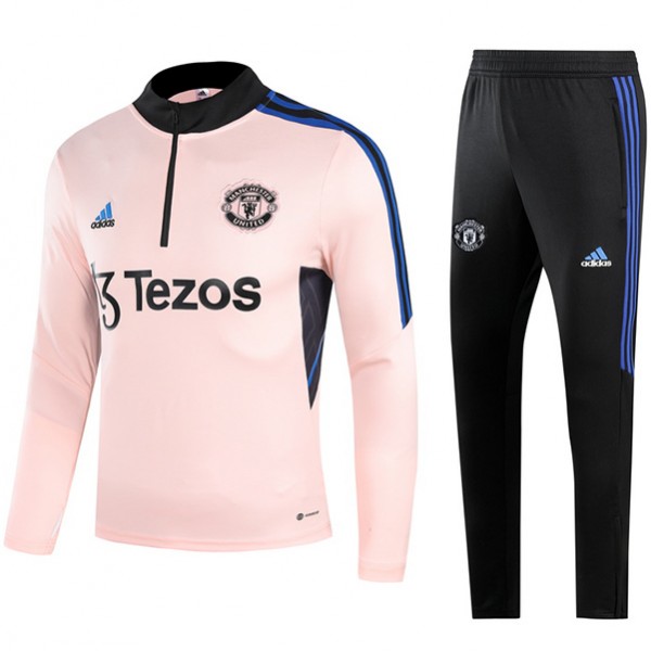 Manchester united tracksuit pink soccer suit sports set zipper-necked uniform men's clothes football training kit 2023-2024