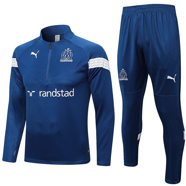 Marseille football tracksuit cyan sportswear full zipper uniform men's training kit soccer coat 2022-2023