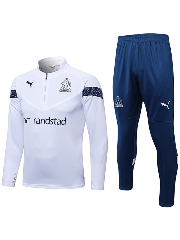 Marseille tracksuit football sportswear white half zipper uniform men's training kit soccer coat 2022-2023