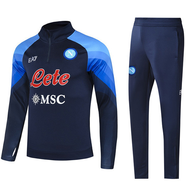 Napoli tracksuit soccer pants suit sports set zipper necked uniform men's clothes football outdoor black kit 2022-2023