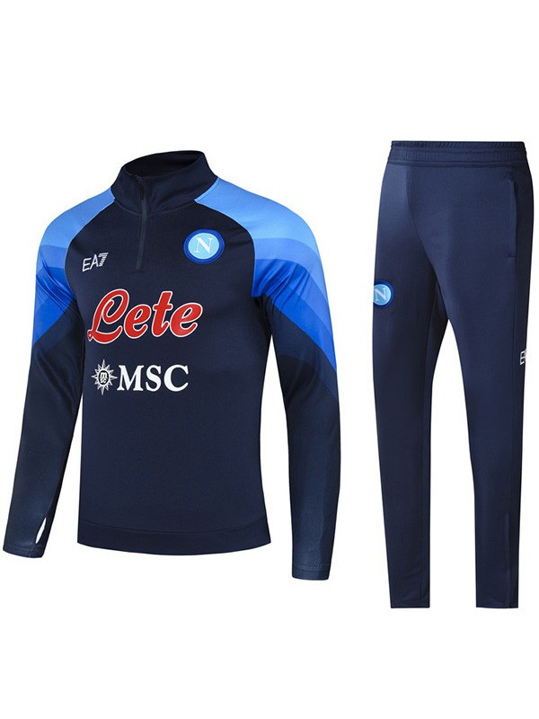 Napoli tracksuit soccer pants suit sports set zipper necked uniform men's clothes football outdoor black kit 2022-2023