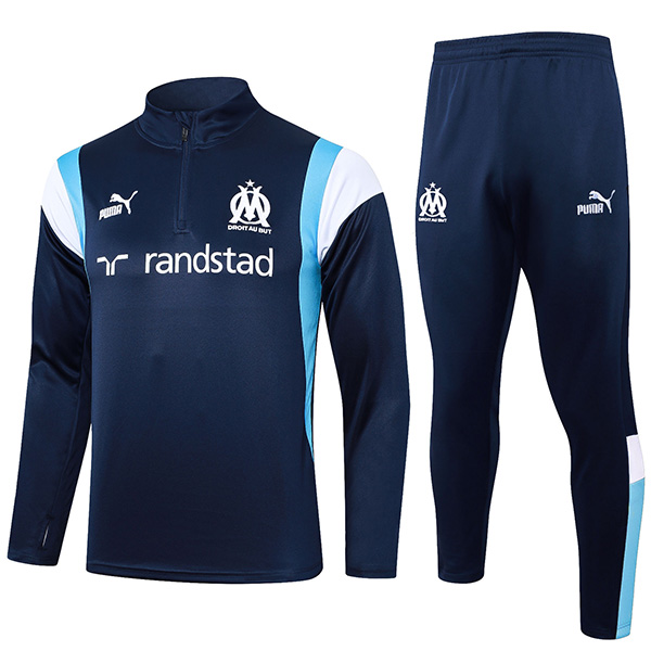 Olympique de Marseille tracksuit soccer pants suit sports set half zip necked uniform men's clothes football indigo training kit 2023-2024