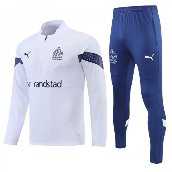 Olympique de Marseille tracksuit white soccer pants suit sports set necked uniform men's clothes football training kit 2022-2023