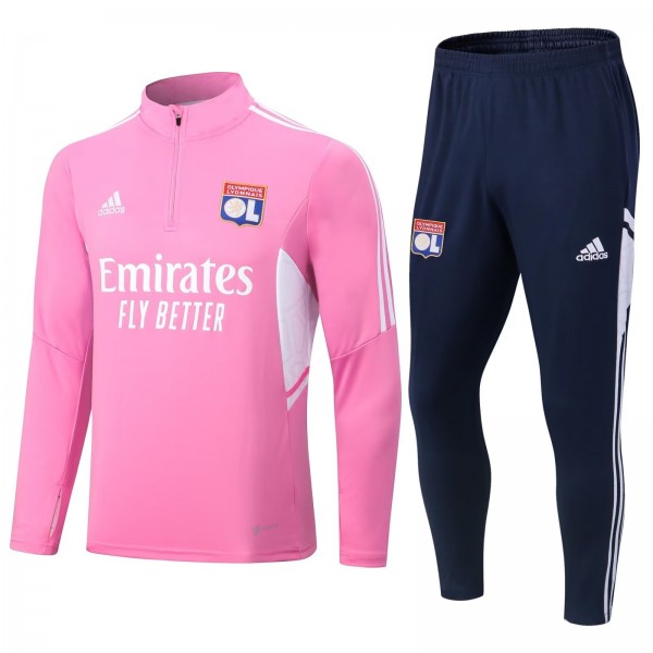 Olympique Lyonnais tracksuits soccer pants suit sports set necked uniform men's lyon football training pink kit 2022-2023