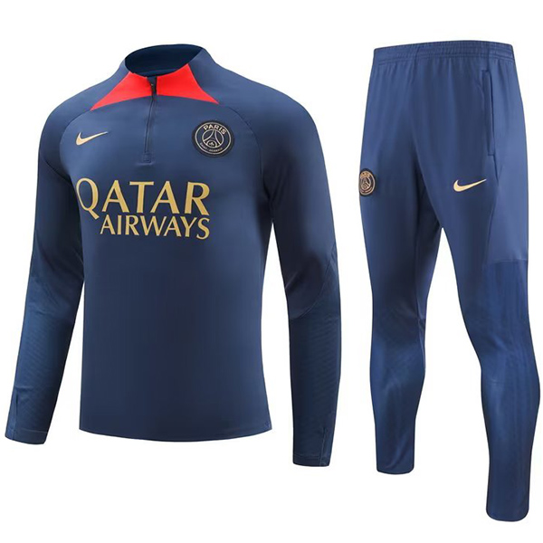 Paris saint germain tracksuit soccer pants suit sports set zipper necked navy uniform men's clothes football training kit 2023-2024