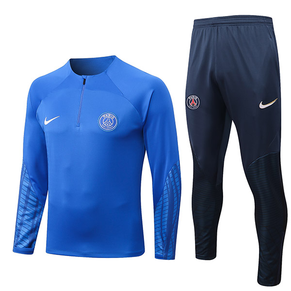 Paris saint-germain tracksuit soccer pants suit sports set zipper necked uniform men's clothes football training kit blue 2022-2023
