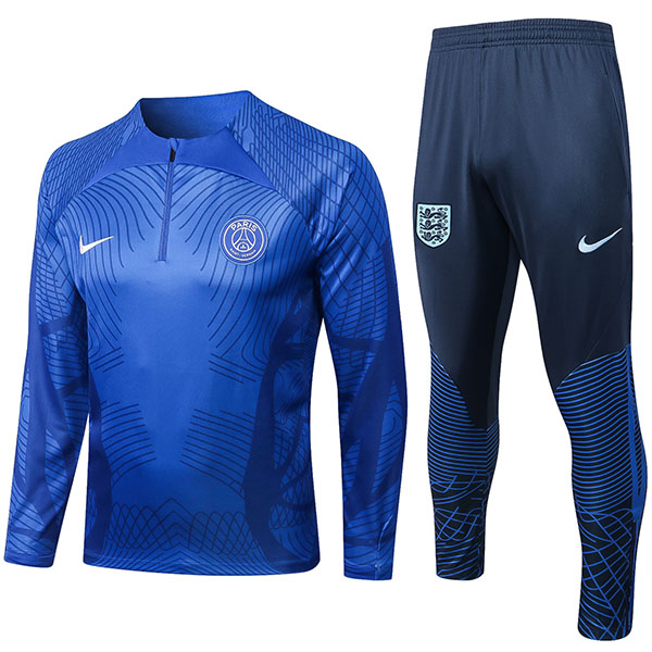 Paris saint germain tracksuits blue soccer pants suit sports set necked uniform men's PSG clothes football training kit 2022-2023