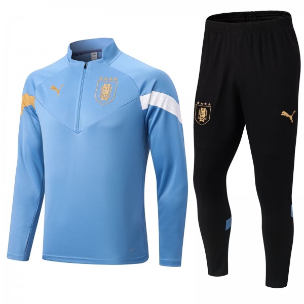 Uruguay tracksuits soccer pants suit sports set zipper necked uniform skyblue men's clothes football kit 2022-2023