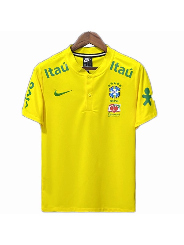 Brazil pre-match training soccer jersey match men's yellow sportswear  football shirt 2022-2023