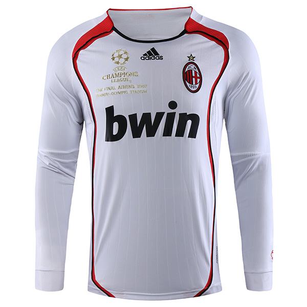 AC milan away retro long sleeve soccer jersey maillot match men's second sportwear football shirt 2006-2007