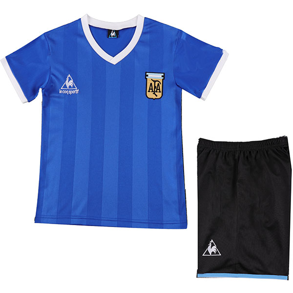 Argentina away kids retro jersey soccer kit children vintage second football mini shirt youth uniforms 1986