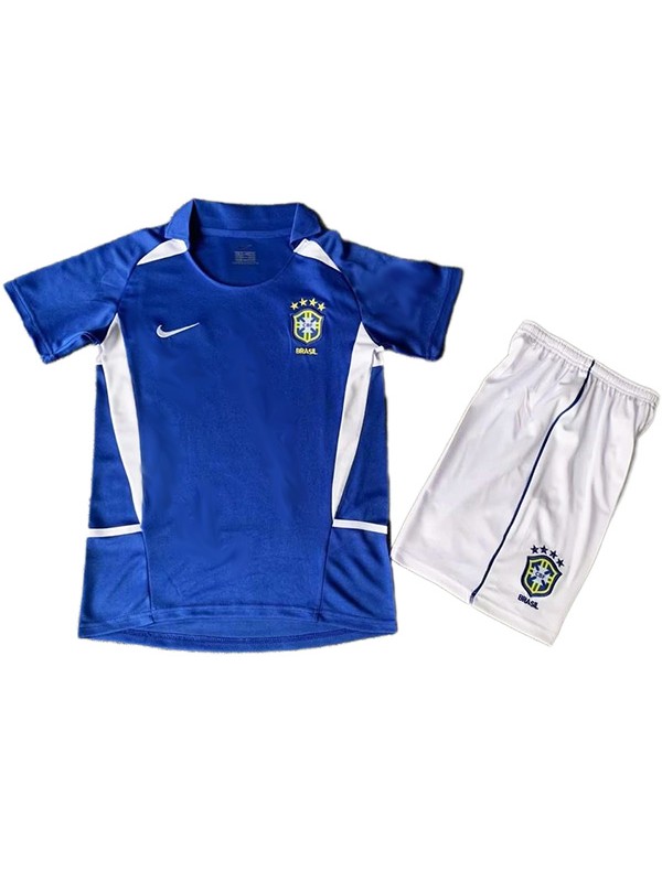 Brazil away kids retro jersey soccer kit children vintage second football mini shirt youth uniforms 2002