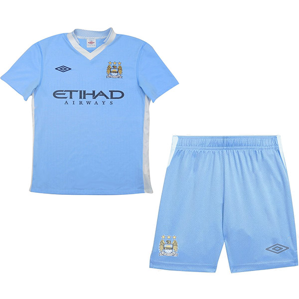 Manchester City home kids retro jersey soccer kit children vintage first football shirt mini youth uniforms 2011-2012