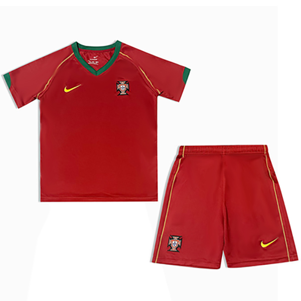 Portugal home kids retro jersey soccer kit children vintage first football mini shirt youth uniforms 2006